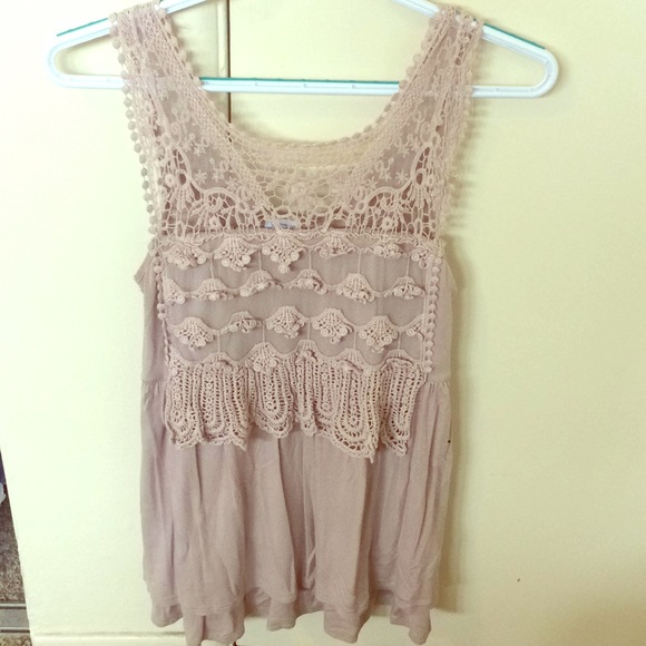 Taupe flowy, embroidered top - Picture 1 of 1